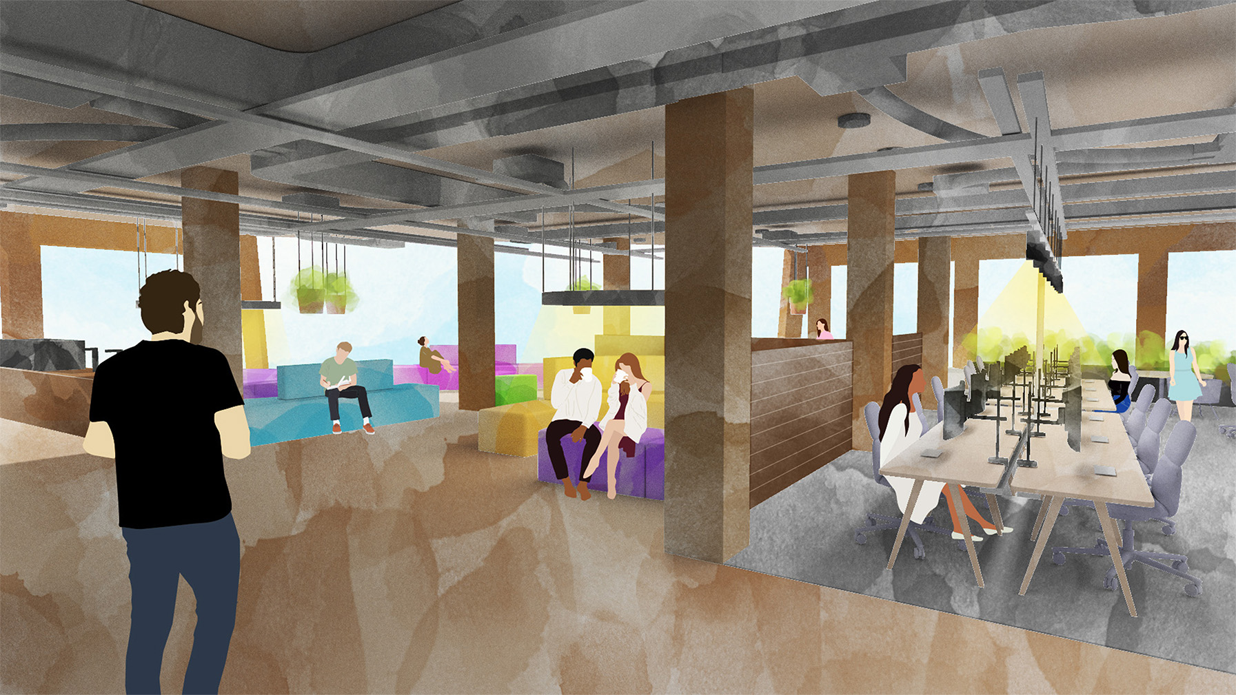 The Diamond Render Interior of a typical office floor